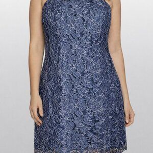 Francesca’s Mi Ami Lace Dress Size Large Blue Cocktail Party Prom Dressy Fancy